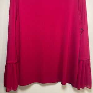 Banana Republic Vibrant Fuchsia Blouse with Ruffled Sleeves